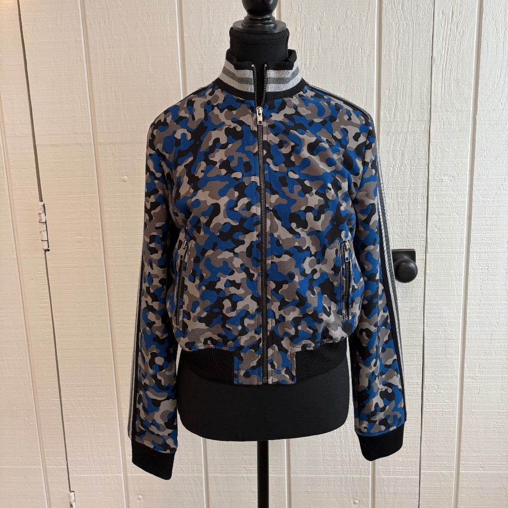 Bailey 44 AustinJacket Blue Black Camo Print Zip Up Bomber Style Size S